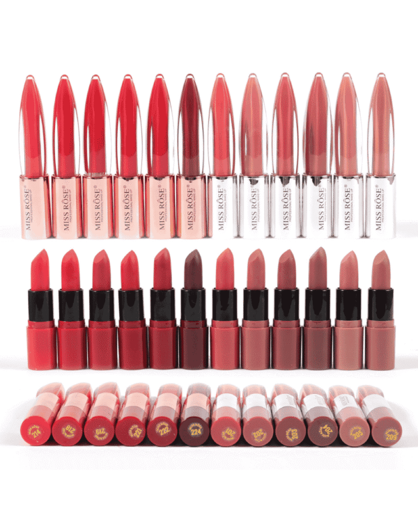 Miss Rose 2-in-1 Lip Gloss & Lipstick Display Box – 48 Pieces (12 Shades)
