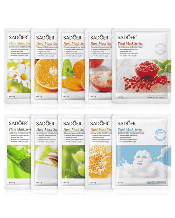 SADOER Moisturizing Soothing Brightening Face Sheet Mask – Hydrating & Radiance Boosting
